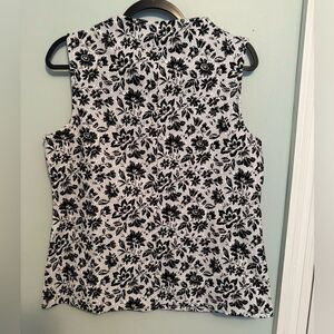 Talbots White and White Blouse with Mandarin Collar SZ LP